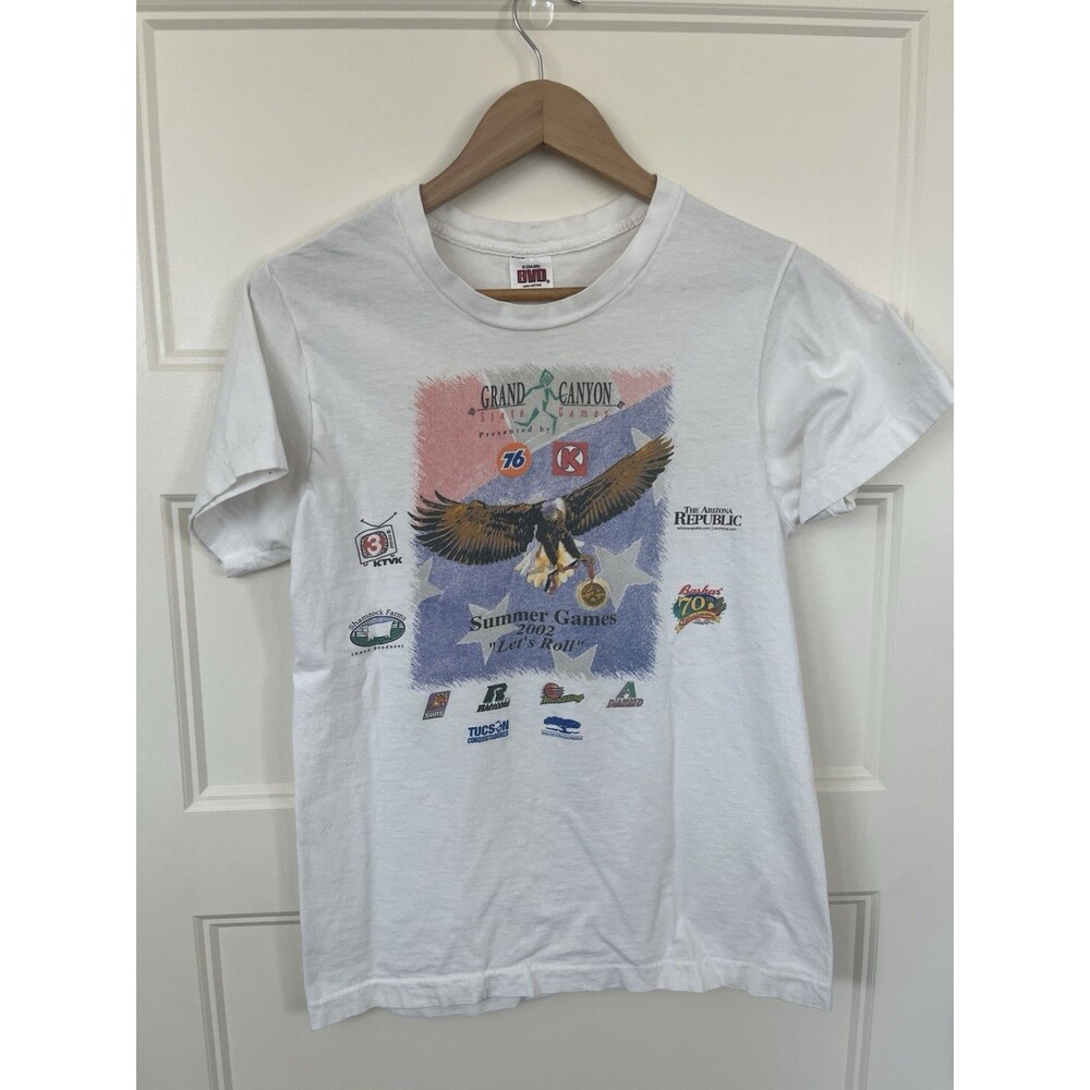 Vintage 2002 Grand Canyon State Games T Shirt Small White Y2K Eagle Lets Roll S